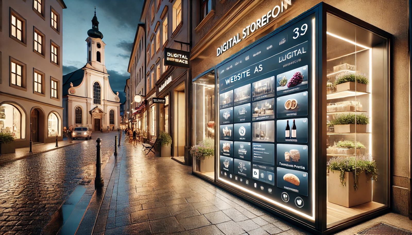 Digitales Schaufenster Konzept mit modernem Webdesign